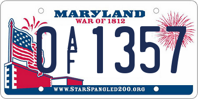 MD license plate 0AF1357