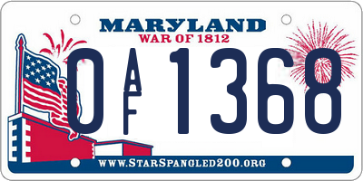 MD license plate 0AF1368