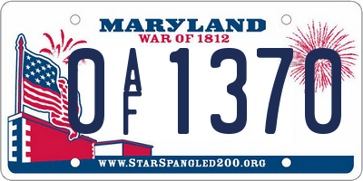MD license plate 0AF1370