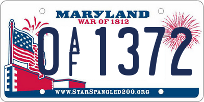 MD license plate 0AF1372