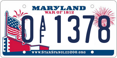 MD license plate 0AF1378