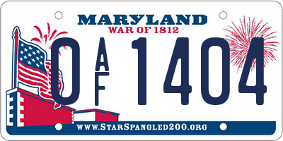 MD license plate 0AF1404