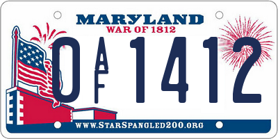 MD license plate 0AF1412