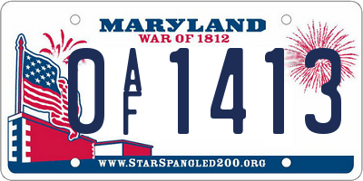 MD license plate 0AF1413