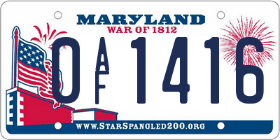 MD license plate 0AF1416