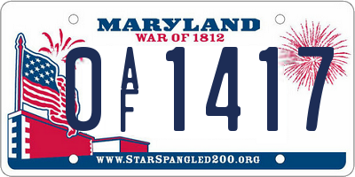 MD license plate 0AF1417