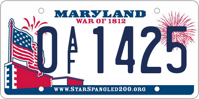 MD license plate 0AF1425
