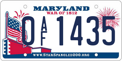 MD license plate 0AF1435