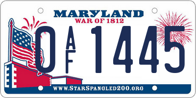 MD license plate 0AF1445