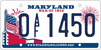 MD license plate 0AF1450