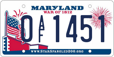 MD license plate 0AF1451