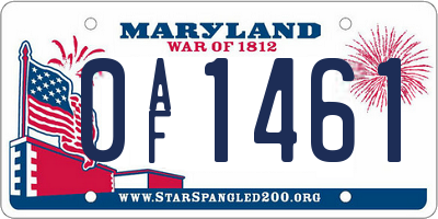 MD license plate 0AF1461