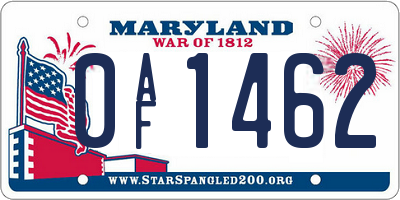 MD license plate 0AF1462