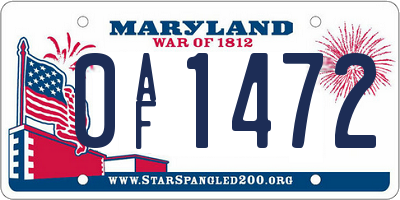 MD license plate 0AF1472