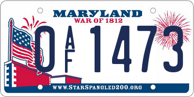 MD license plate 0AF1473