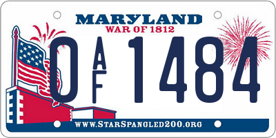 MD license plate 0AF1484