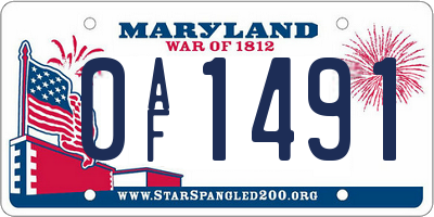 MD license plate 0AF1491