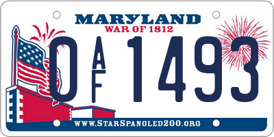 MD license plate 0AF1493