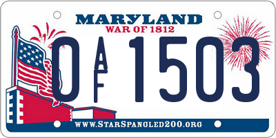 MD license plate 0AF1503