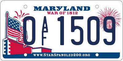 MD license plate 0AF1509
