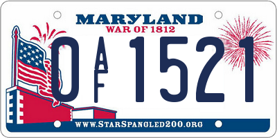MD license plate 0AF1521