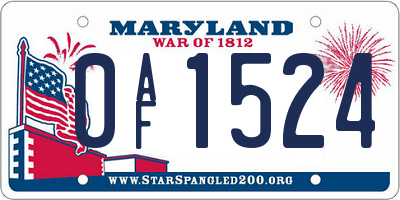 MD license plate 0AF1524