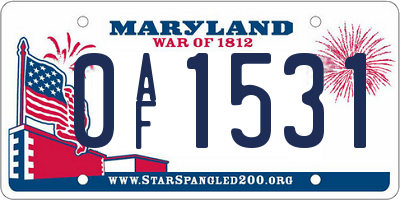 MD license plate 0AF1531