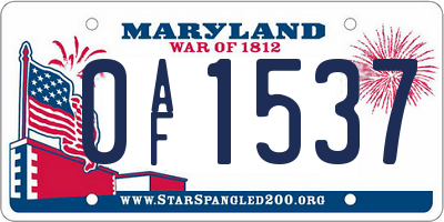 MD license plate 0AF1537