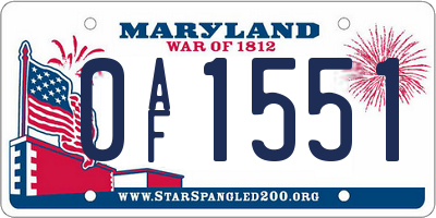 MD license plate 0AF1551