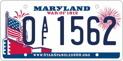 MD license plate 0AF1562