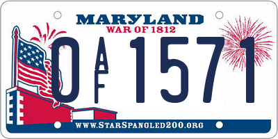 MD license plate 0AF1571