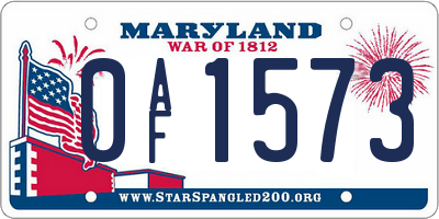 MD license plate 0AF1573