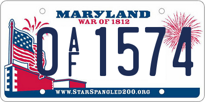 MD license plate 0AF1574