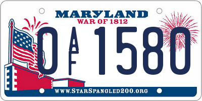 MD license plate 0AF1580