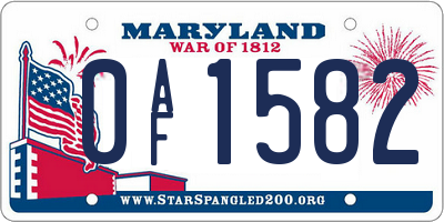 MD license plate 0AF1582