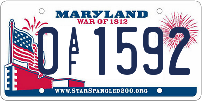 MD license plate 0AF1592