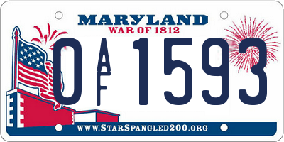 MD license plate 0AF1593