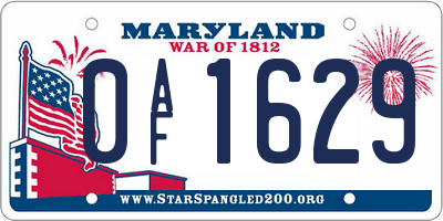 MD license plate 0AF1629