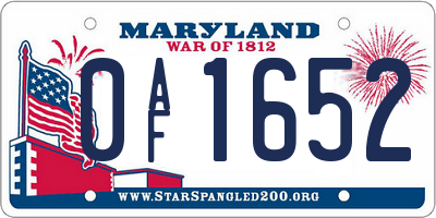 MD license plate 0AF1652