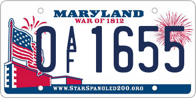 MD license plate 0AF1655