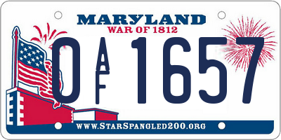 MD license plate 0AF1657