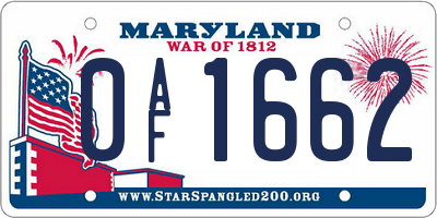 MD license plate 0AF1662