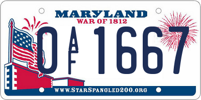 MD license plate 0AF1667
