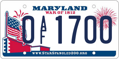 MD license plate 0AF1700