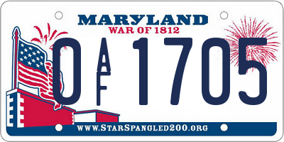 MD license plate 0AF1705