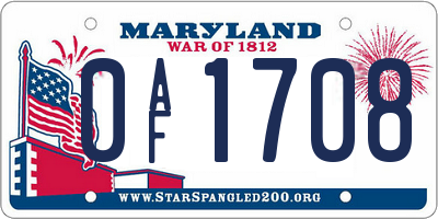 MD license plate 0AF1708