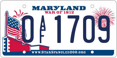 MD license plate 0AF1709