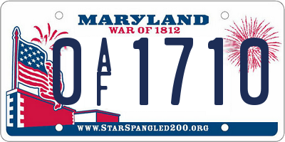 MD license plate 0AF1710