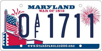 MD license plate 0AF1711