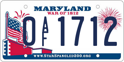 MD license plate 0AF1712